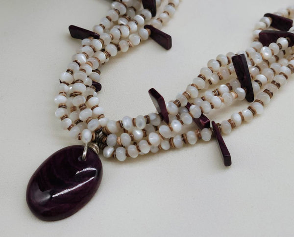 DR2 RVS MOP/PRP/SOY Necklace
