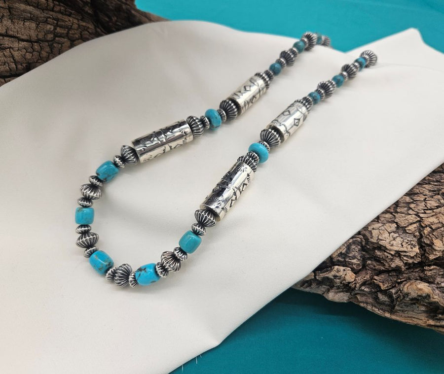 Turquoise Barrel Necklace