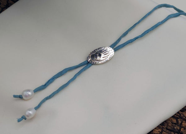 RK Silk Bolo Tie Silver