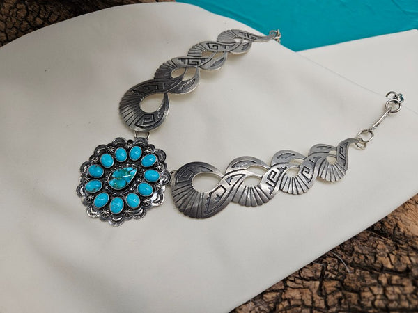 Sunburst Cluster Turquoise Necklace