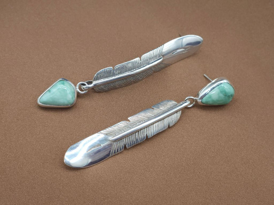 Variscite Eagle Feather Earrings